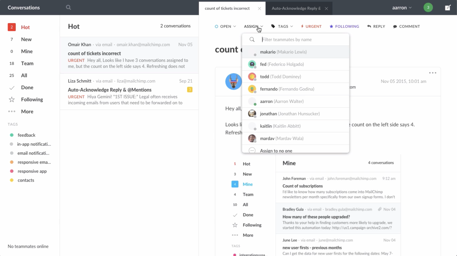Gemini — conversation filters panel