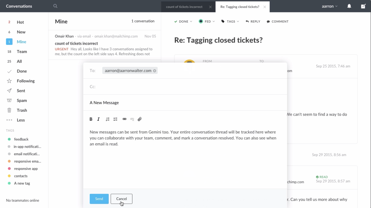 Gemini — email message thread view