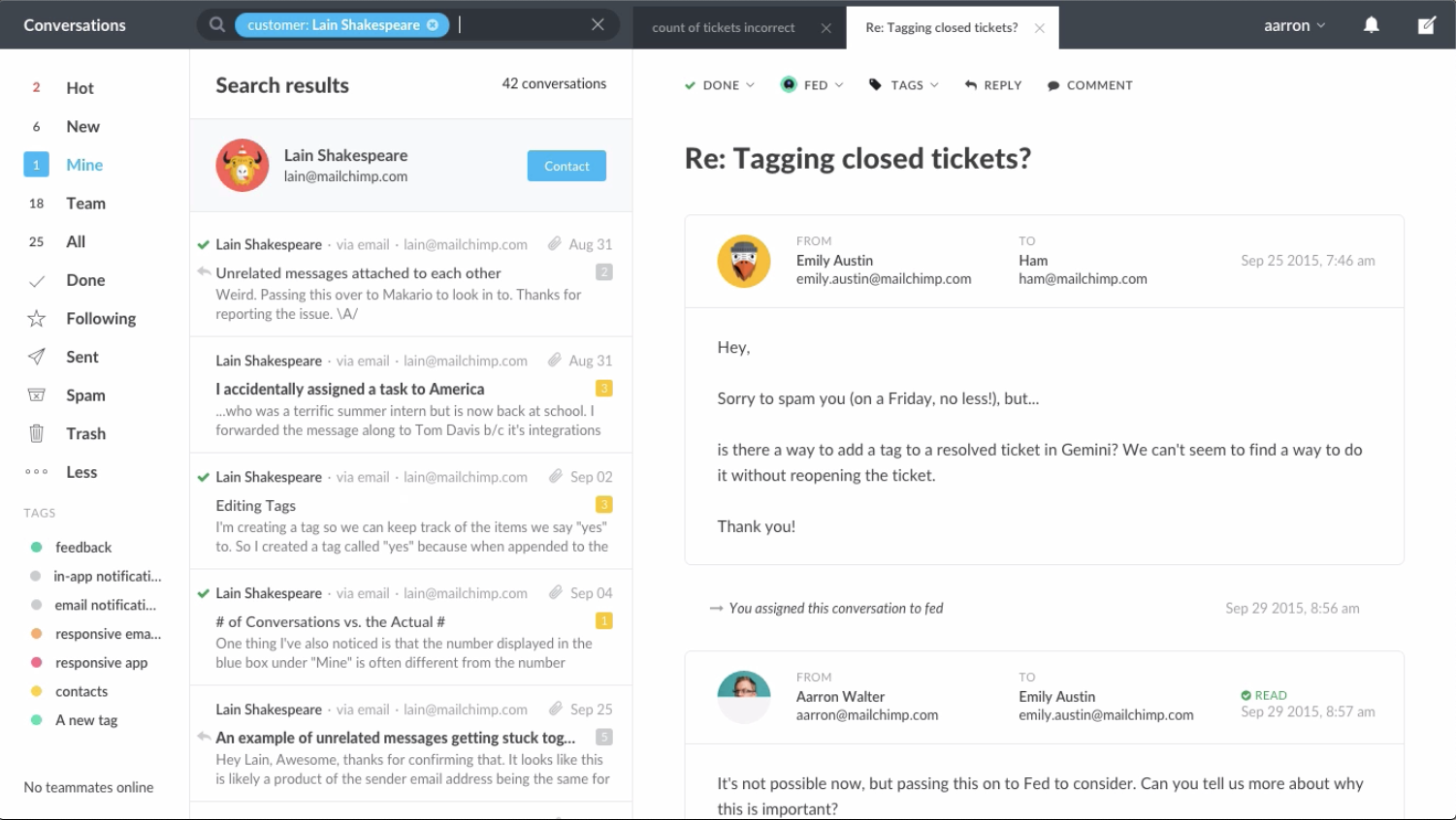 Gemini — message tagging interface