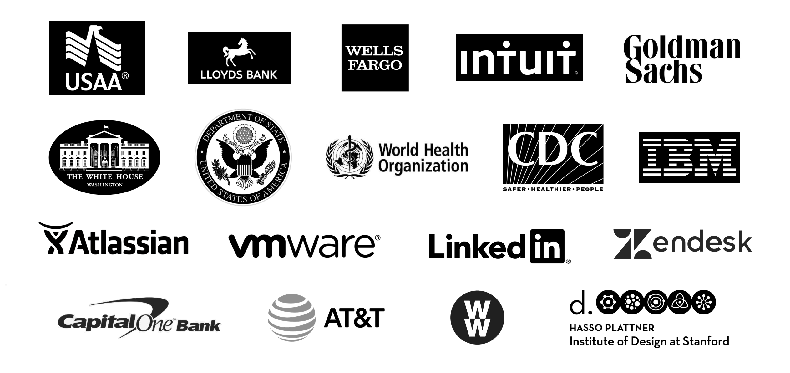 Consulting clients including Google, IBM, LinkedIn, Atlassian, and more